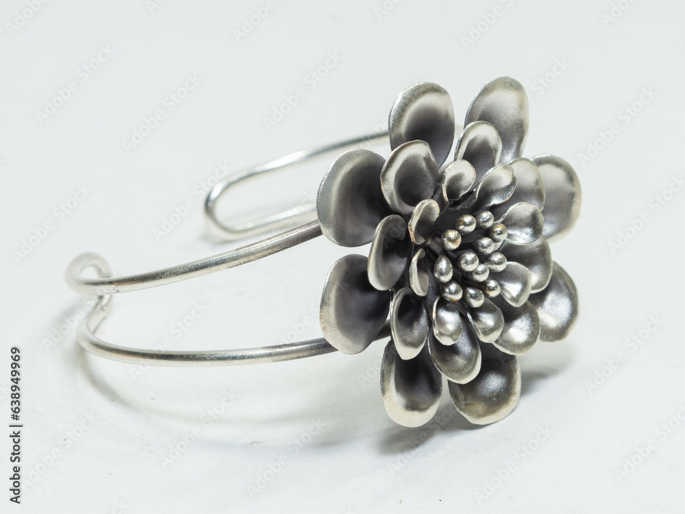 Hamdmade silver jewelry on white background Hamdmade silver jewelry on white background