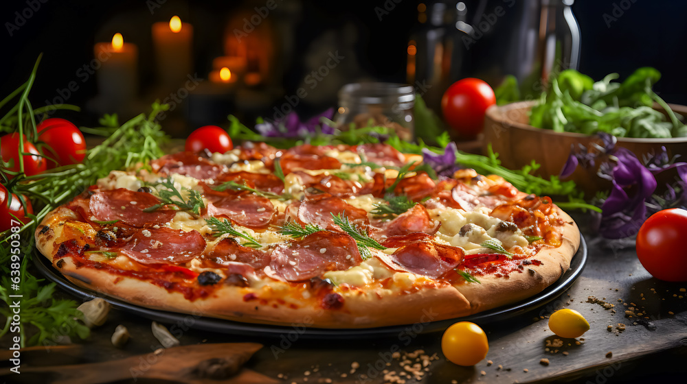 Pizza with salami (Generative AI)
