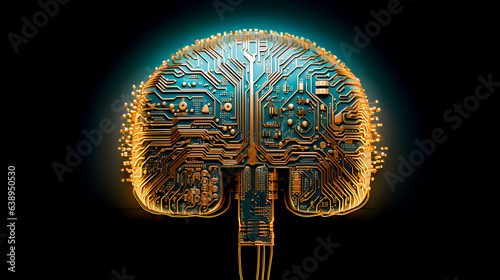 Obraz na płótnie A quantum computer that looks like a brain (generative AI) w salonie