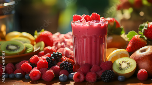 Obraz na płótnie a fresh red smoothie (Generative AI) w salonie