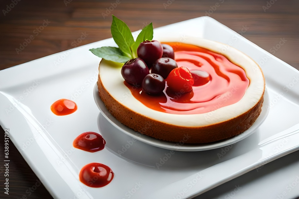 cheesecake with cherry generated ai