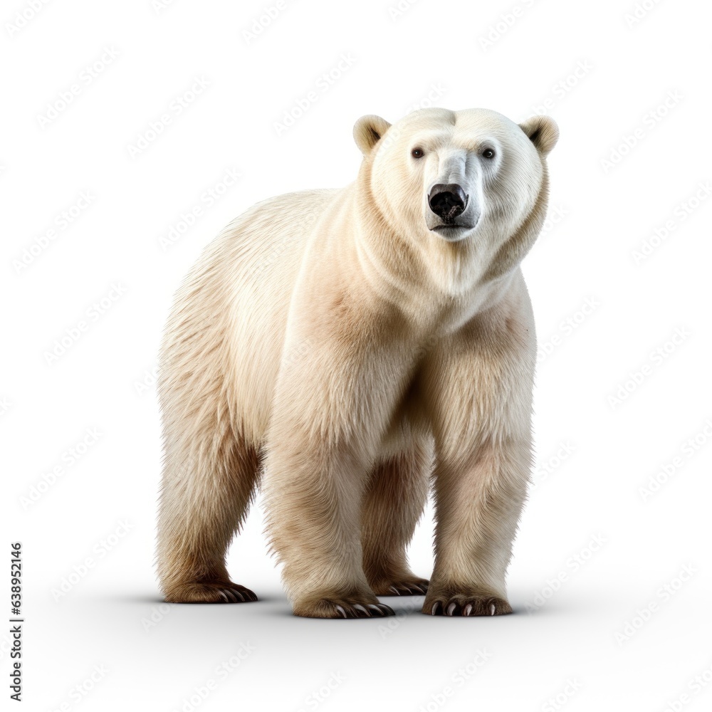 Polar bear isolated on white background. 3D illustration. Studio. 