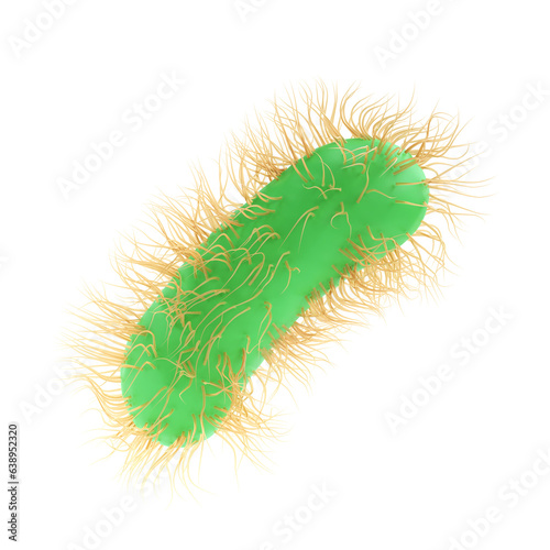 3d render illustration Escherichia Coli of Pathogenic bacterium bacteria medicine, salmonella typhosa with flagella microscopic view in fluid. Medical virus, scientific concept with microbe and germ