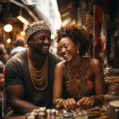 African lovers in a close embrace. Generative AI