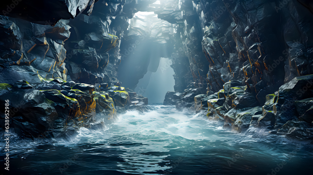 a half-flooded cave (Generative AI)