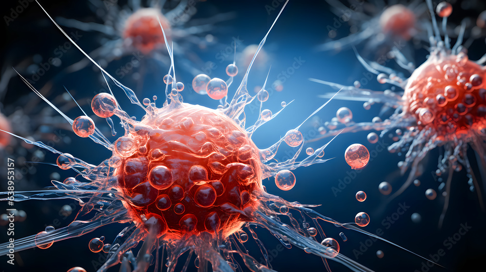 Viruses under an electron microscope (Generative AI)