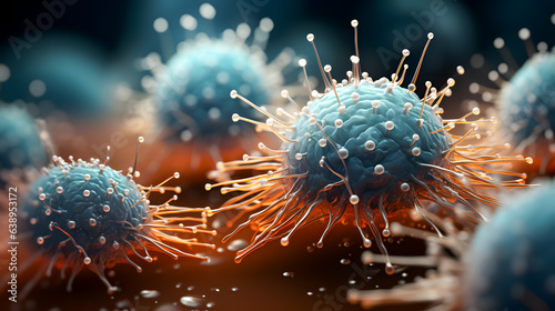 Obraz na płótnie Viruses under an electron microscope (Generative AI) w salonie