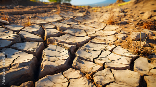  extremely dried ground during a drought (Generative AI)