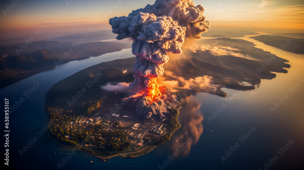 a volcanic eruption from above (Generative AI)