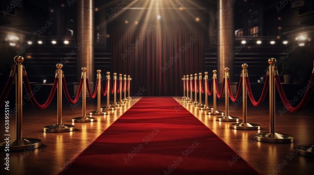 Red carpet rolling out in front of glamorous movie