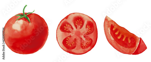 Fototapeta Naklejka Na Ścianę i Meble -  red tomato isolated on white watercolor