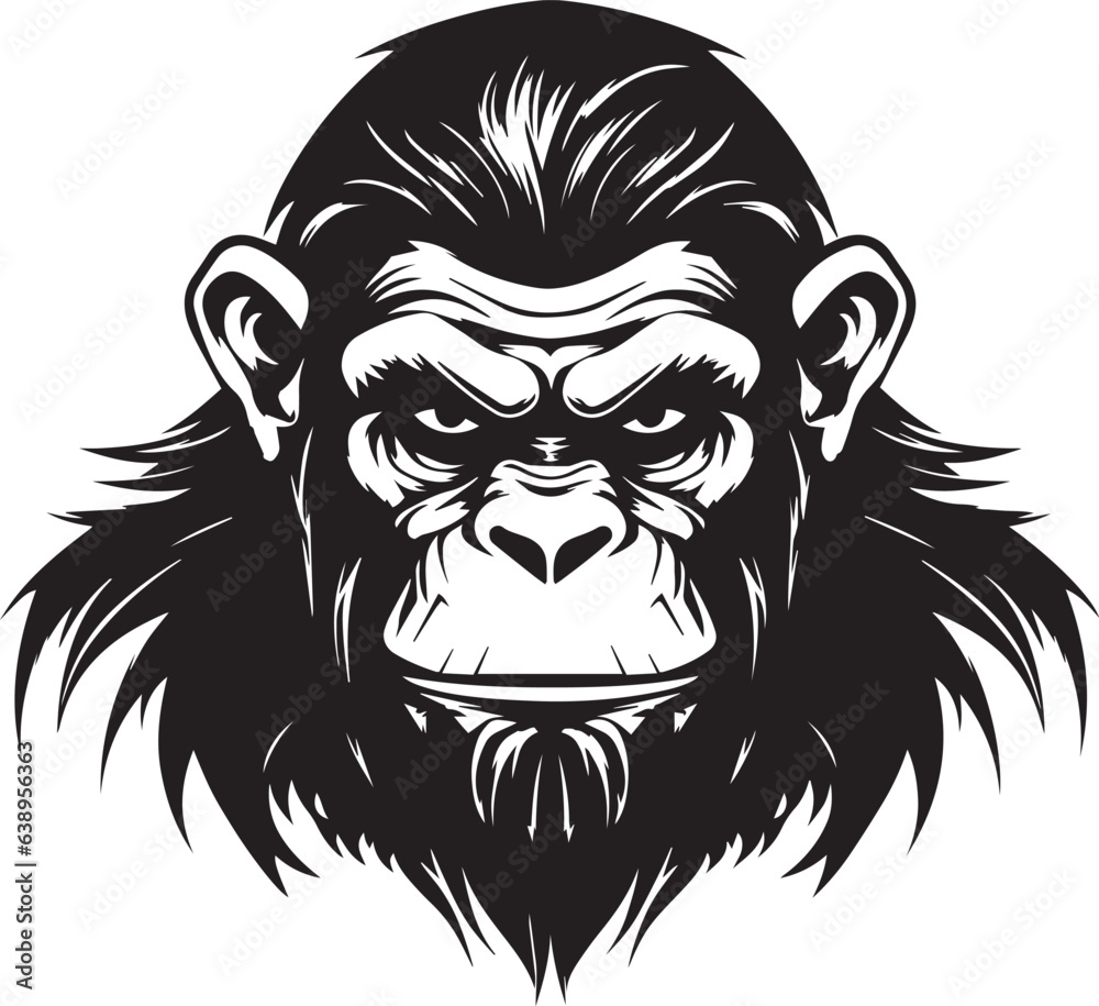 Scary Monkey, Monkey head, Vector illustration, SVG	