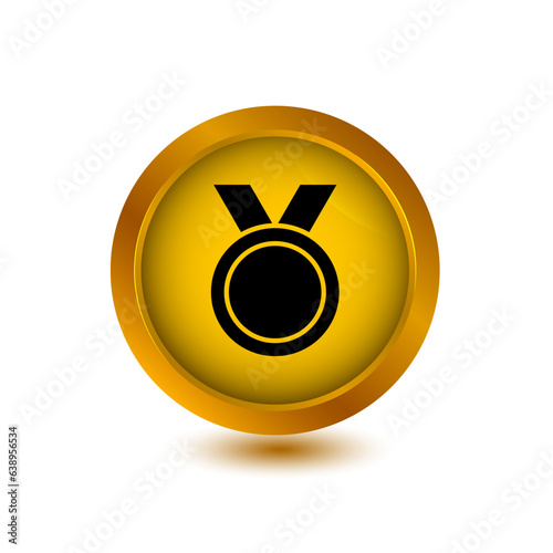 glossy button medal icon, award icon