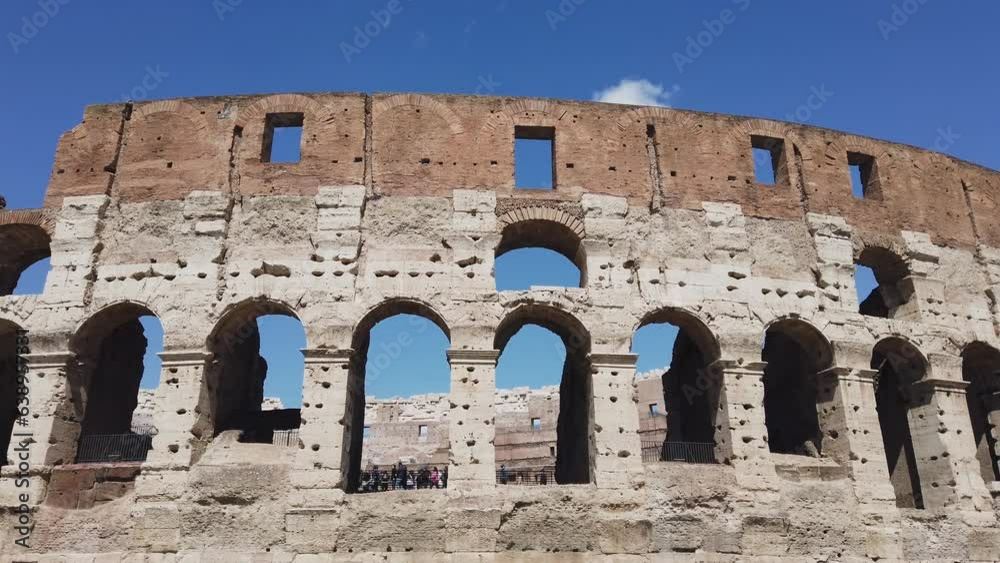 Amazing facade detail of the Colosseum with arches, symbol of Rome., Itlay Amazing facade detail of the Colosseum with arches, symbol of Rome., Itlay