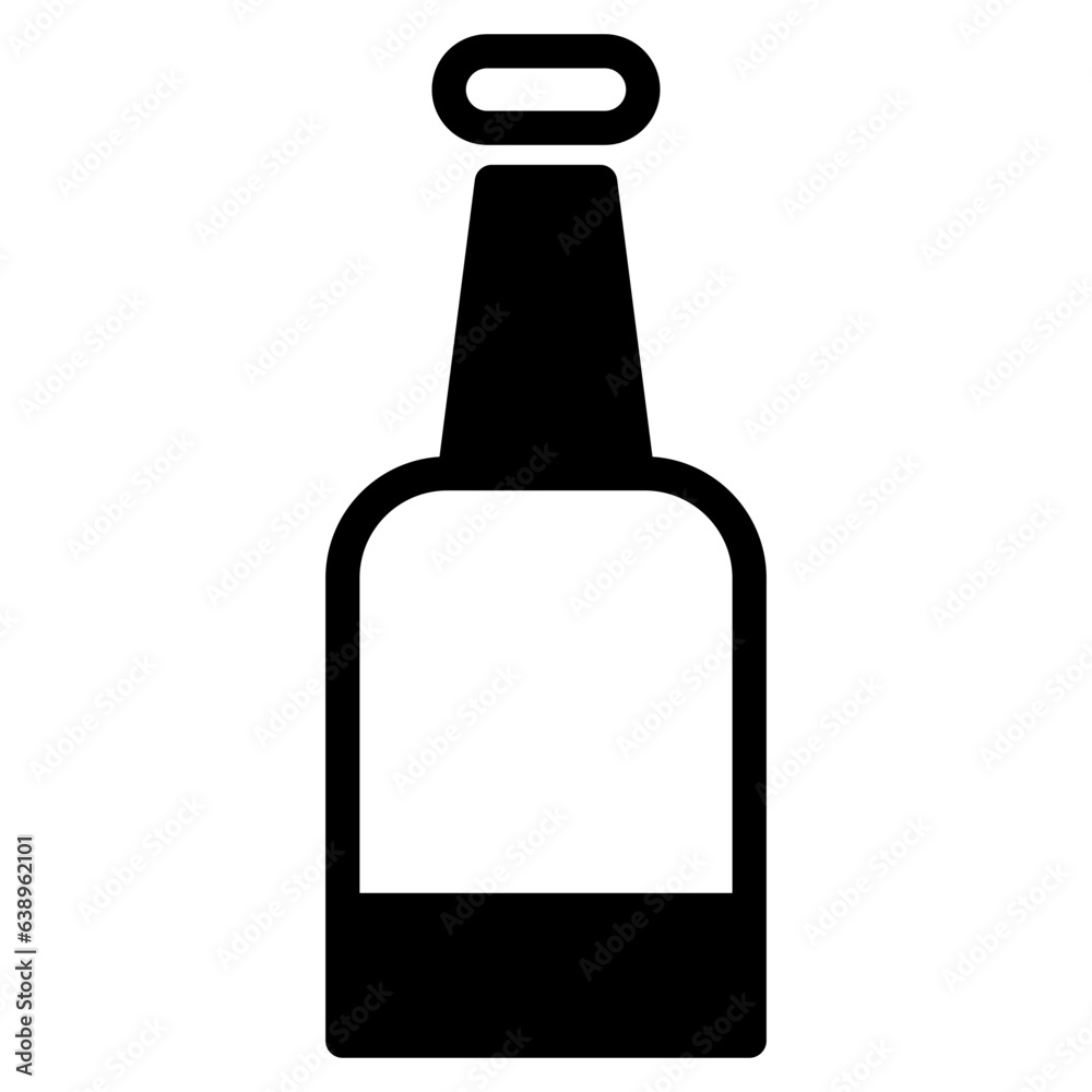 Beer Bottle Icon on Black and White Vector Backgrounds