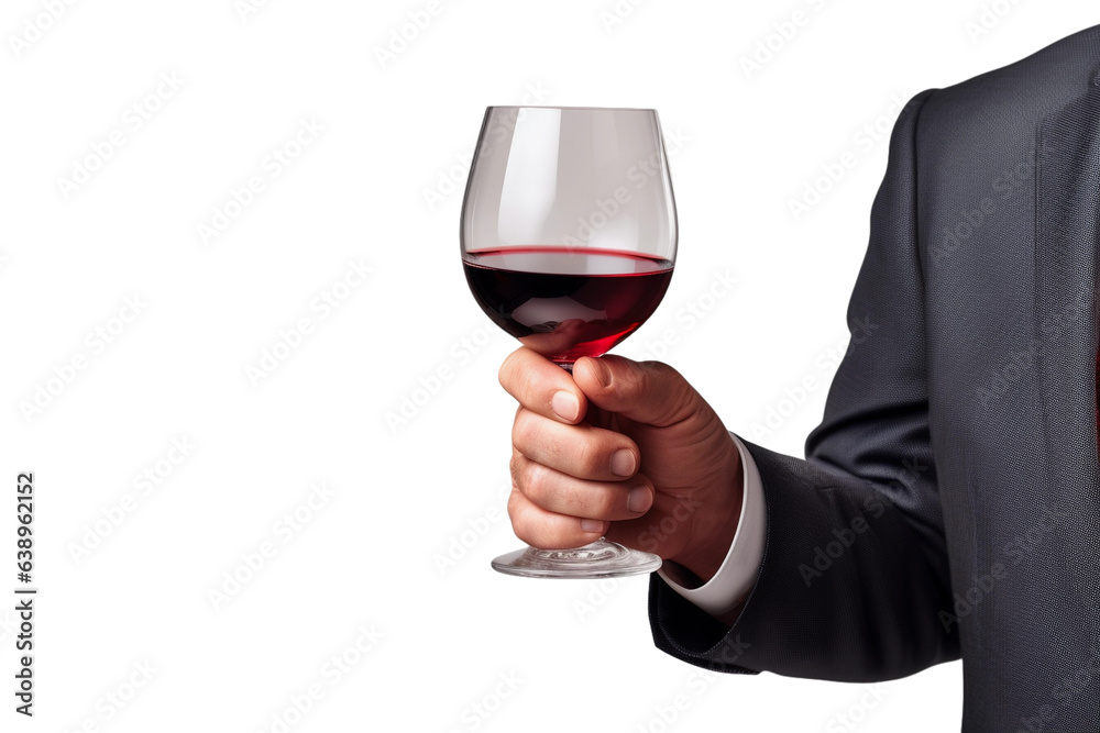 man with glass of wine isolated on white/ transparent background
