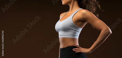 Fitness slim body of fit woman. Generative AI photo