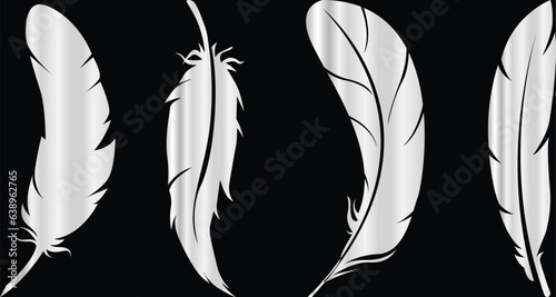 Big set of bird feathers design. fluffy swan. soft bird plumage set. Pen icons design. set of bird feathers design