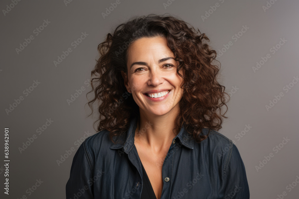 Smiley middle aged woman isolated from the background Smiley middle aged woman isolated from the background