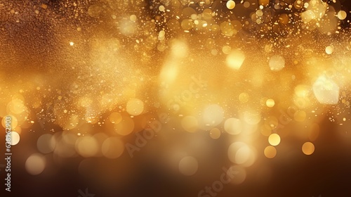 Gold glitters background. shimmering blur spot lights Bokeh Shiny gold light background texture.