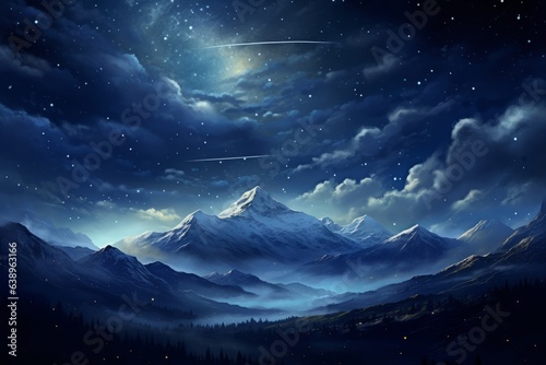 starry night sky. only sky, mountains and stars