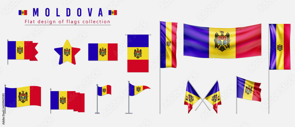 Moldova flag, flat design of flags collection