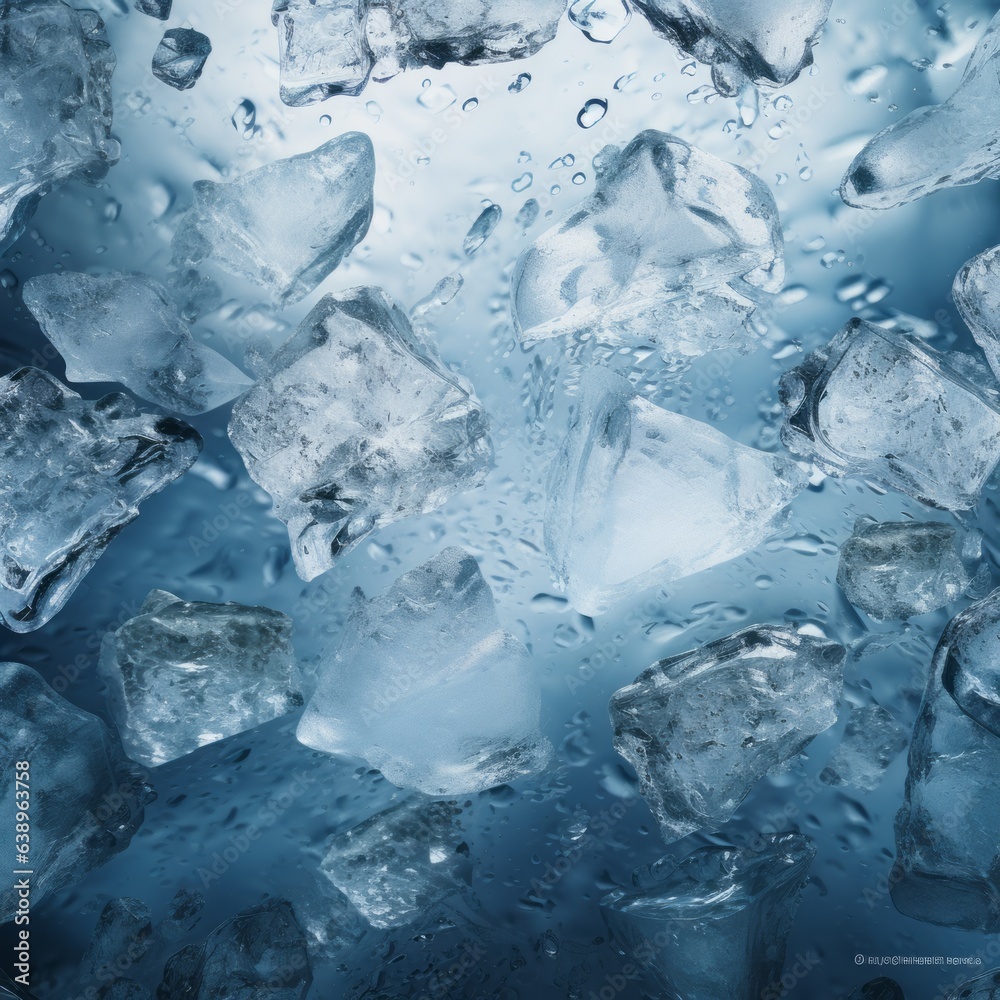 Water background with cracked ice surface. Generative AI