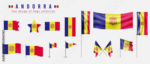 Andorra flag, flat design of flags collection