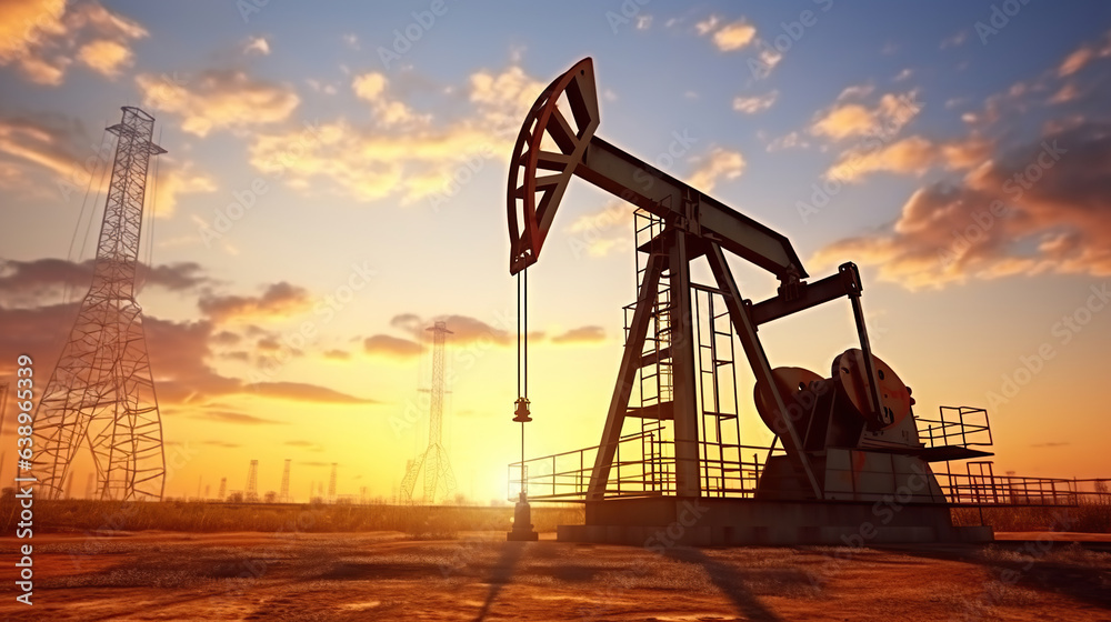 The oil pump, industrial equipment. Generative AI The oil pump, industrial equipment. Generative AI