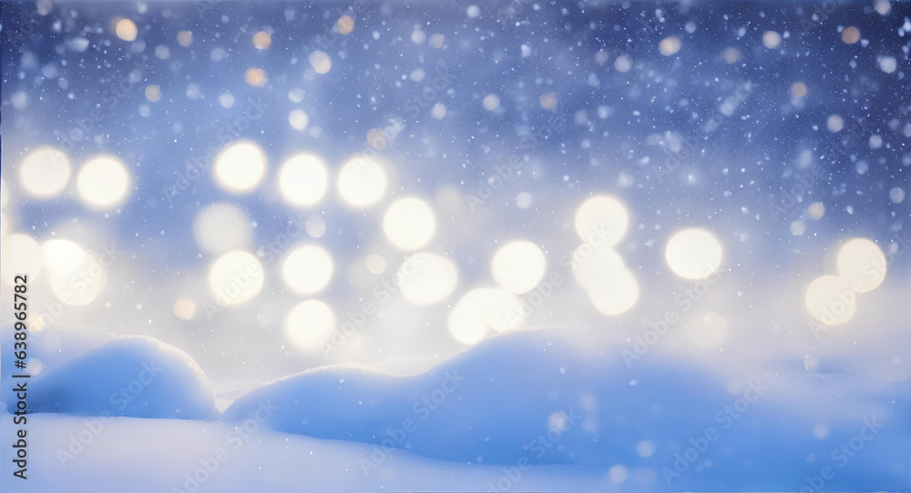 Background with bokeh and snowfall. AI