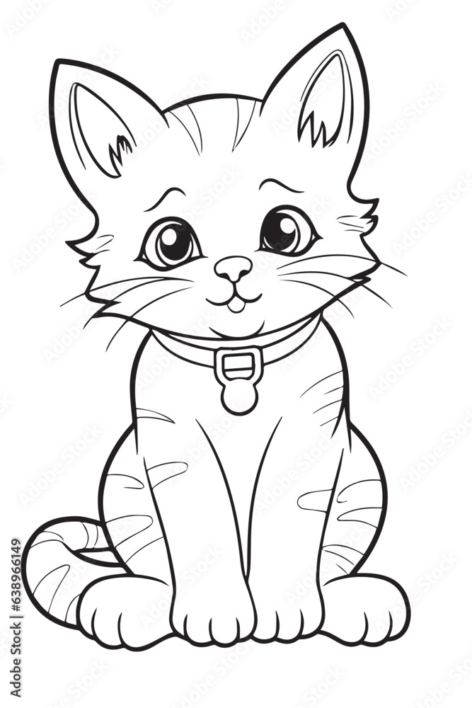 Fototapeta premium cute cat coloring book page outline 