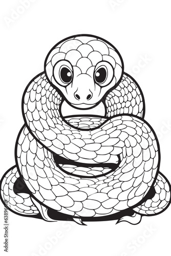 coloring book page cute snake
