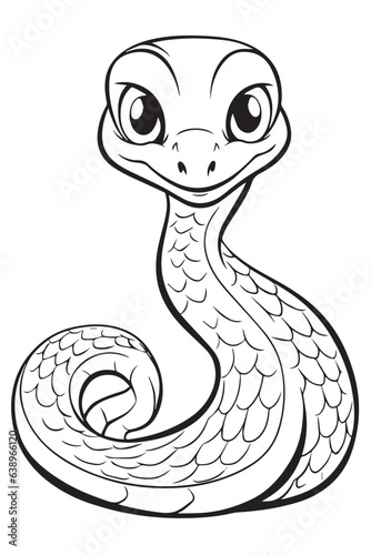 coloring book page cute snake
