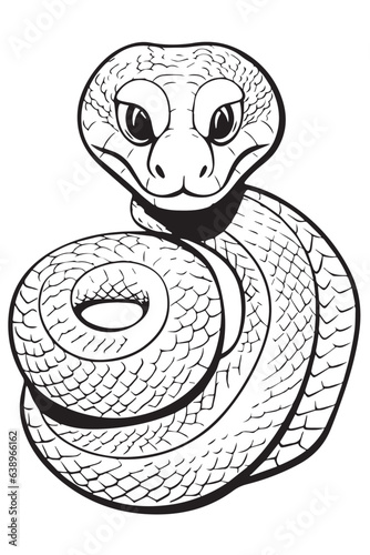 coloring book page cute snake
