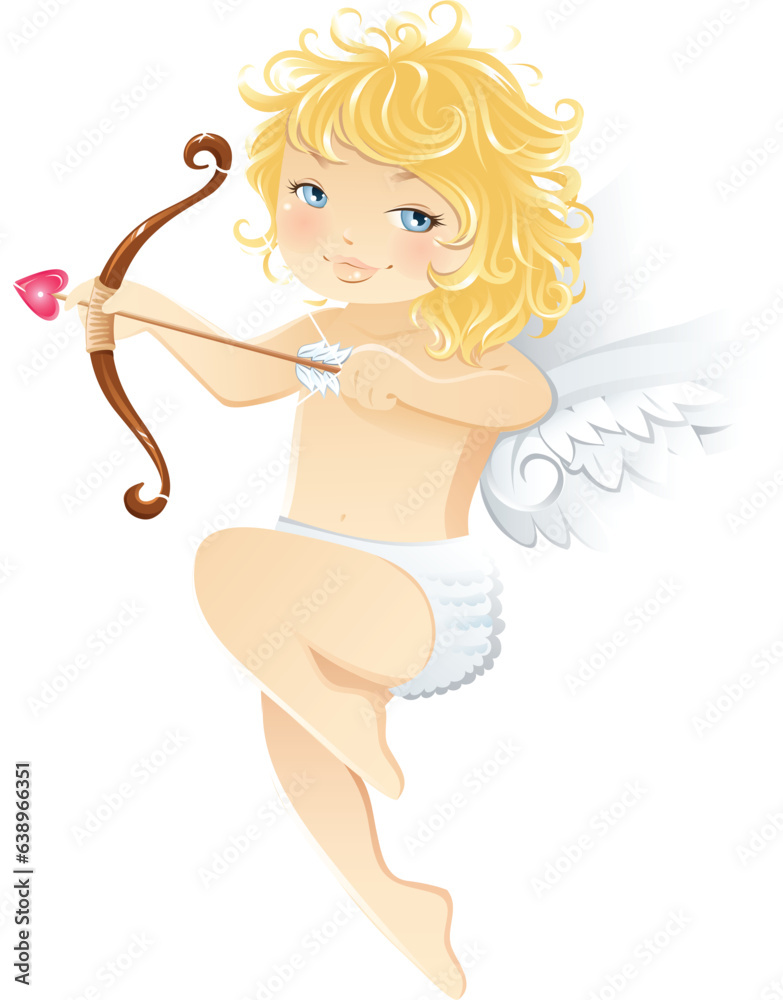 Cute Valentine's angel cupid icon. Valentine's day symbol. Cupid shooting arrow. Cute Valentine's angel cupid icon. Valentine's day symbol. Cupid shooting arrow.