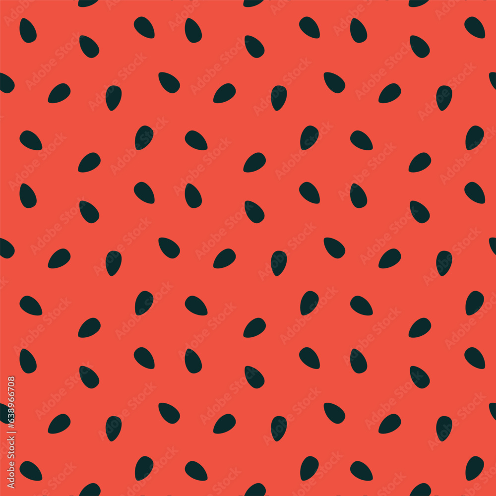 Watermelon Seeds Pattern On Red Background. Summer Vector Pattern Watermelon Seeds Pattern On Red Background. Summer Vector Pattern