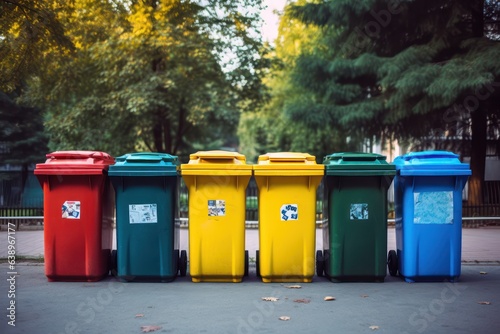 Selective collection of garbage colored containers.