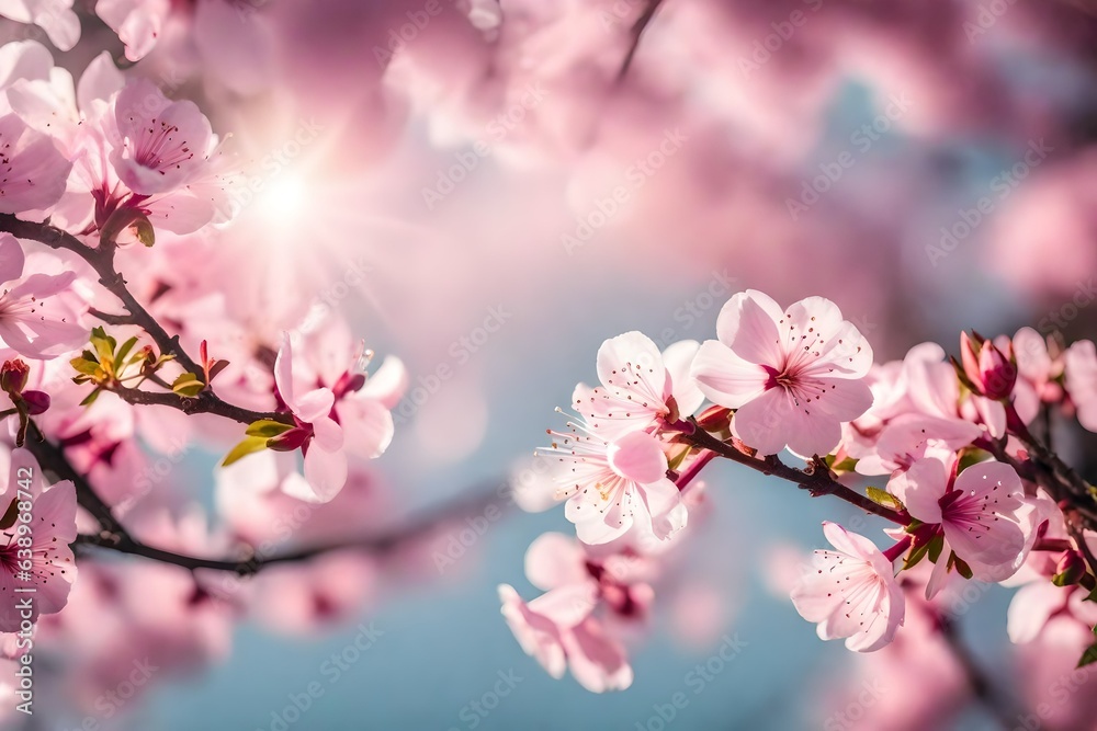 Spring border or background art with pink blossom Spring border or background art with pink blossom