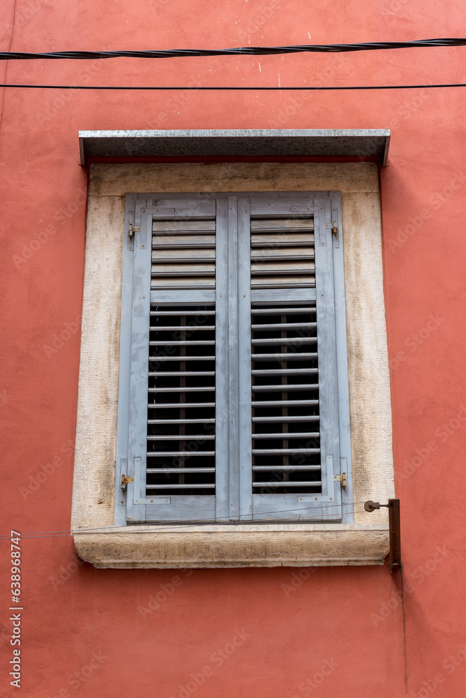 Window with blue window shutters, Rovinj, Croatia