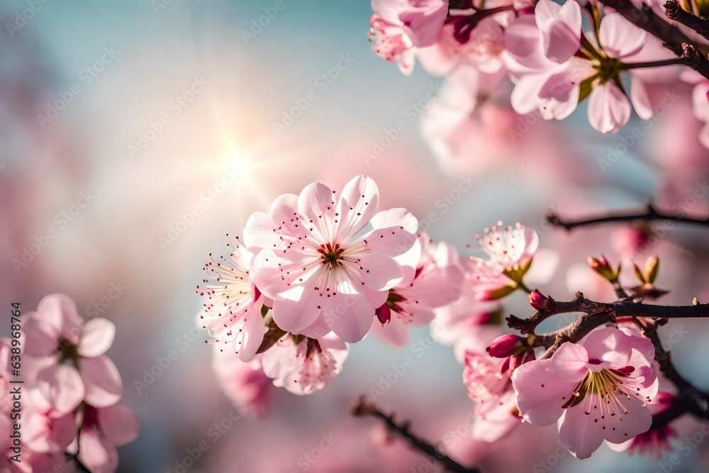 Spring border or background art with pink blossom Spring border or background art with pink blossom