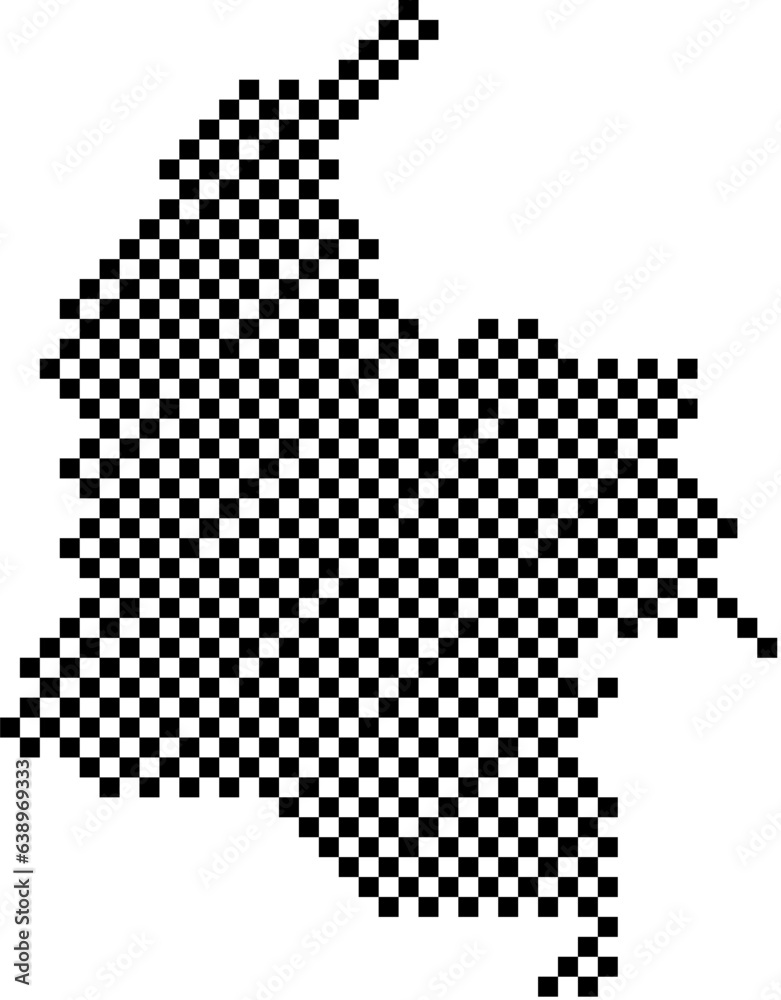 Colombia map country from checkered black and white square grid pattern