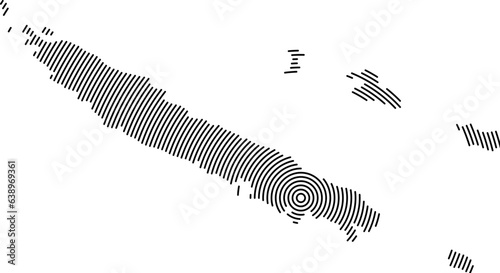 New Caledonia map country from futuristic concentric black circles