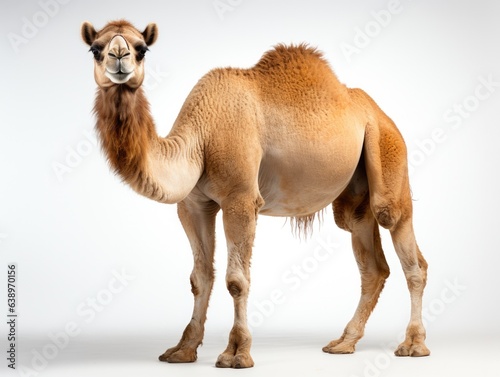 Camel isolated on a white background. Camelus dromedarius. 3D illustration. Studio.