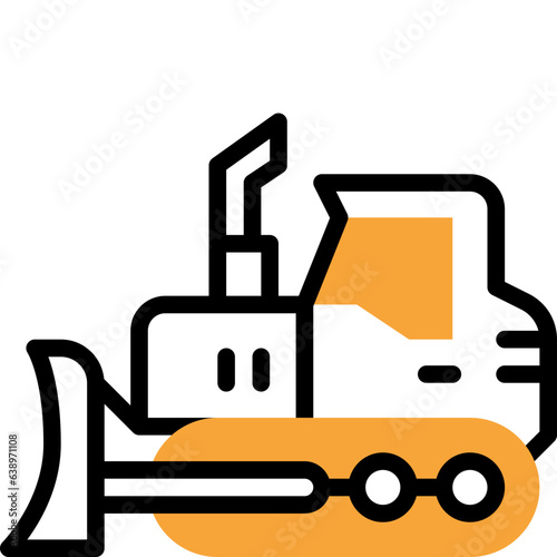 bulldozer flat line icon