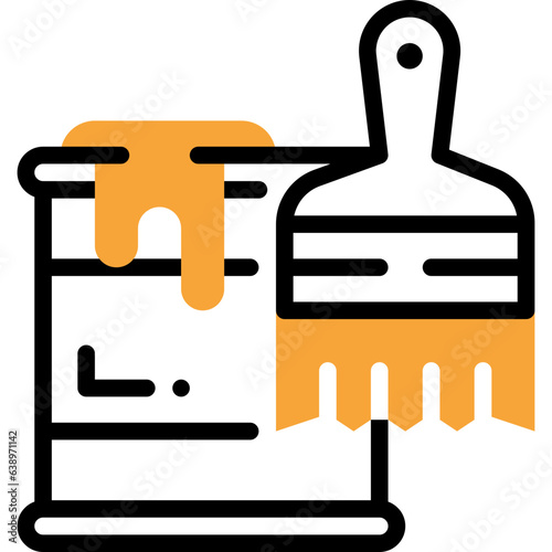 paint brush flat line icon