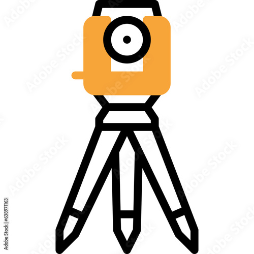 theodolite flat line icon