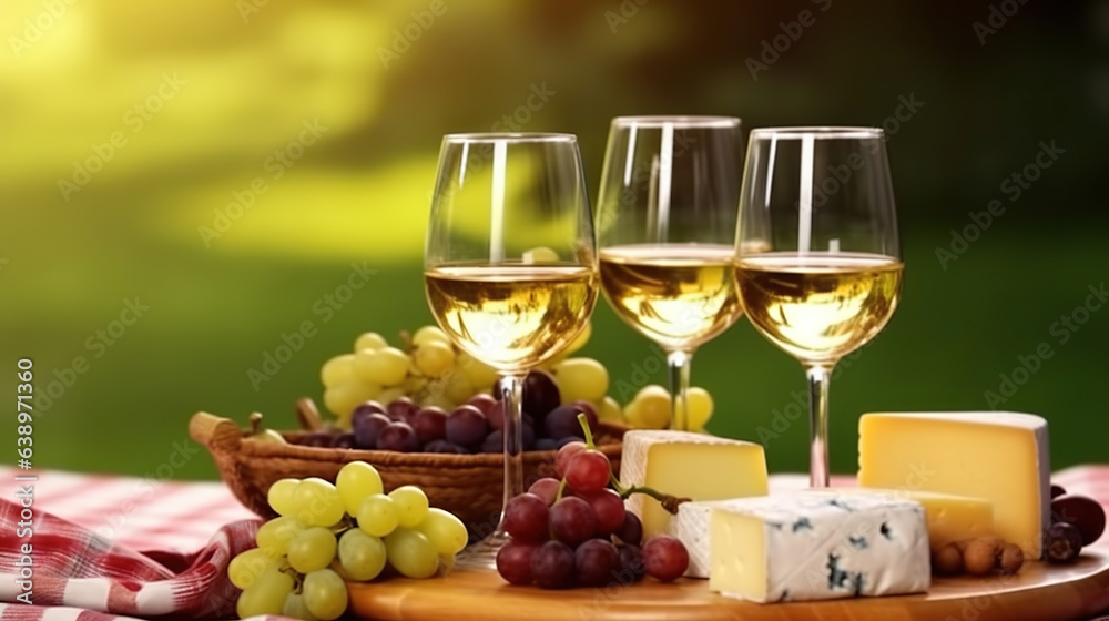 Gastronomic Pleasures: White Wine, Cheeses, and Grapes Unite in Culinary Delight