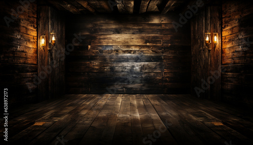 Rustic Elegance - Old Wood Texture Details with Burnt Touches on a Black Textured Background. generative AI 