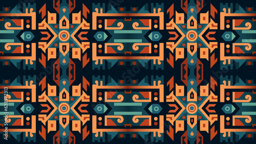 PATRON GEOMETRICO ESTILO MAYA ABSTRACTO   COLORES BRILLANTES 