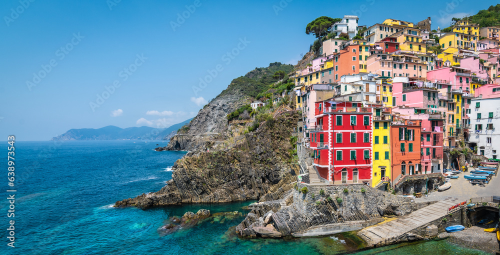 Riomaggiore Cinque Terre colorful village.